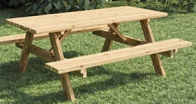 TAVOLO PICNIC IN LEGNO CON PANCHE PIEGHEVOLI 200x155x74h