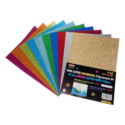 CARTA GLITTER ADESIVA A4 - 10 FOGLI